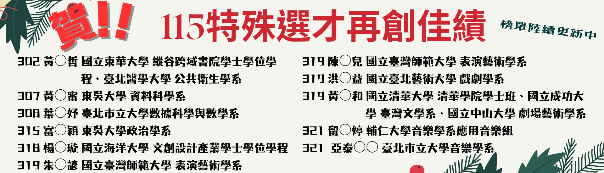 115特殊選才1150309